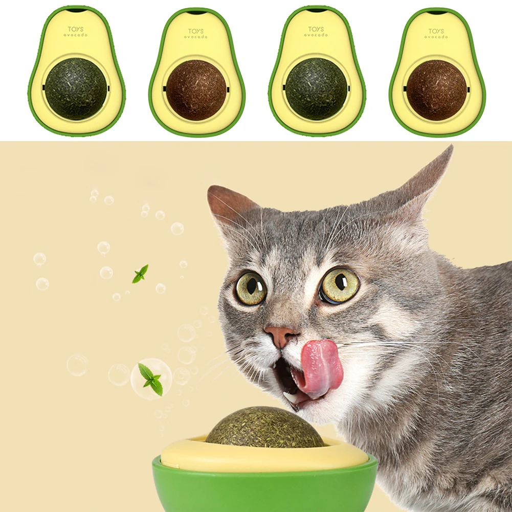 

Avocado Catnip Wall Ball Cat Toys Catnip Edible Licking Balls Snack Healthy Rotatable Treats Toys Kitten Playing Toy