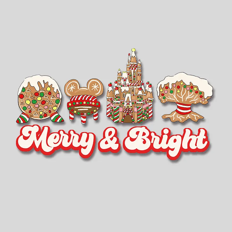 

Merry & Bright Mickey Snacks Disney Castle Iron-on Stickers for Clothes Cheap Easy to Use DIY Appliques