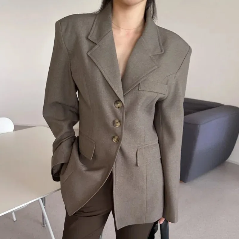 Женский приталенный клетчатый Блейзер однобортный в винтажном стиле Осень-зима