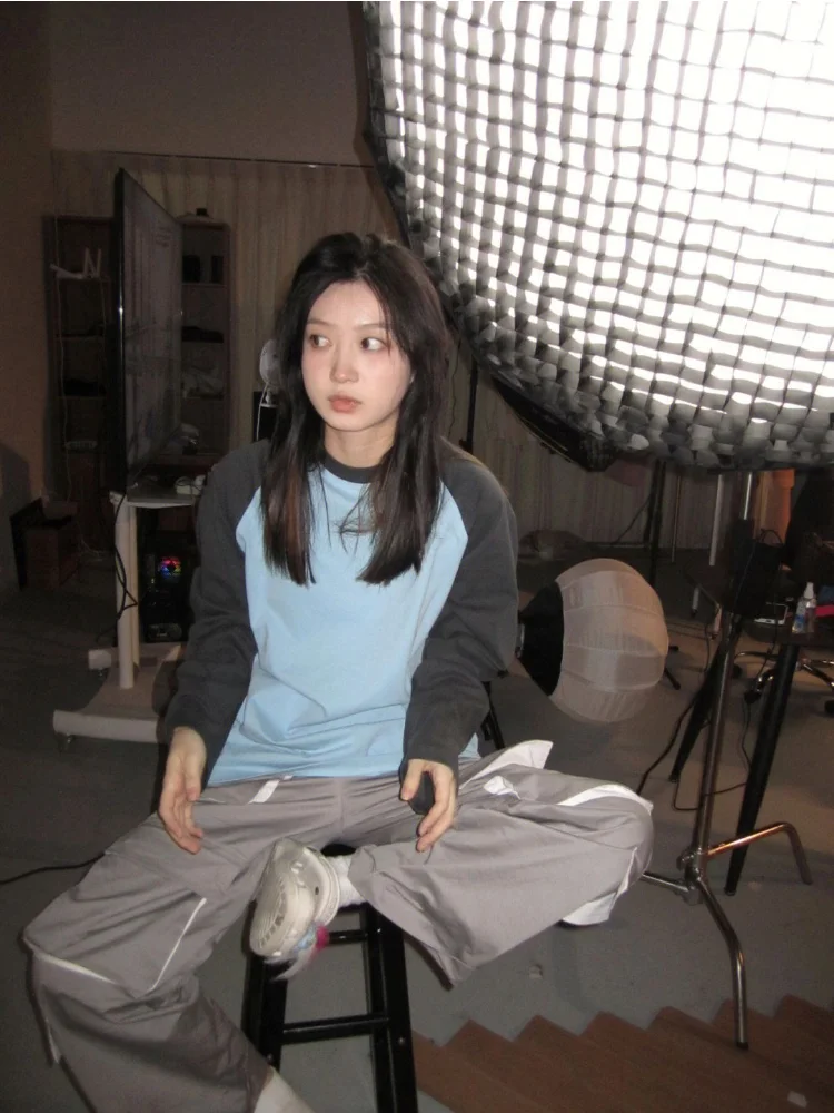 Футболка женская с длинным рукавом винтажный Топ в стиле Харадзюку модная