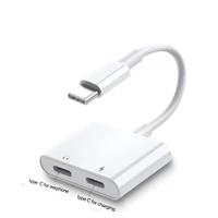 dual type c to lighting audio adapter for iphone xs max xr 8 plus 3 5mm jack earphone charging aux 2 in 1 splitter for ios 12 13
