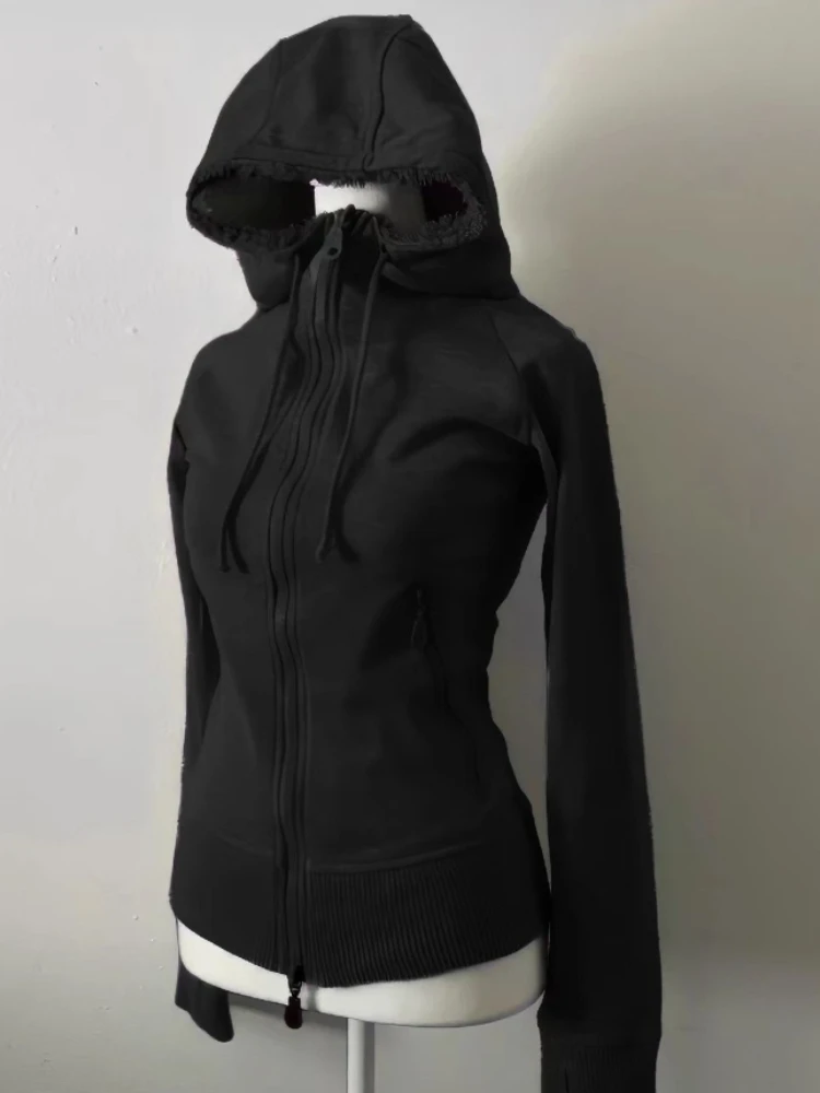 Фото Subculture Faux Coats Женская куртка с рисунком и флисовой меховой толстовкой с капюшоном, острый американский ретро-уличный стиль и модный топ Y2K №2