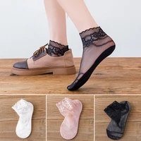 1pair sexy lace socks women transparent mesh ankle socks ladies ultra thin princess tulle socks female