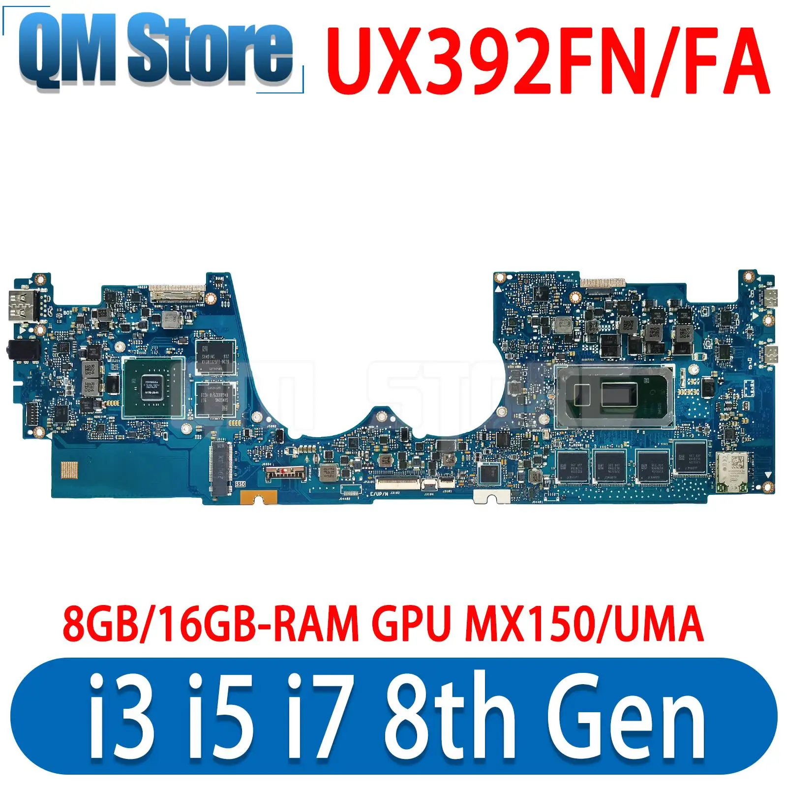 

UX392FN UX392FA Mainboard For ASUS UX392F UX3000 UX3000X Laptop Motherboard CPU I3 I5 I7 8th Gen GPU MX150/UMA 8GB/16GB-RAM