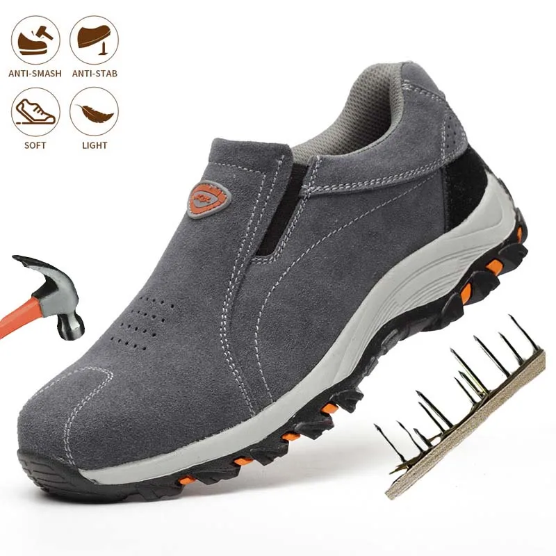 

zapatos de seguridad hombre Men Safety Boots Breathable Steel Toe Cap Anti-piercing Industial Safety Work Shoes Indestructible
