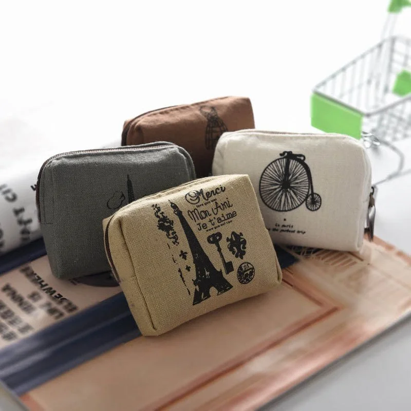 

New Style Canvas Small Coin Purse Wallet Zipper Bags for Child Women Change Purses Lady Gifts Portable Key Coin Holder Pouch