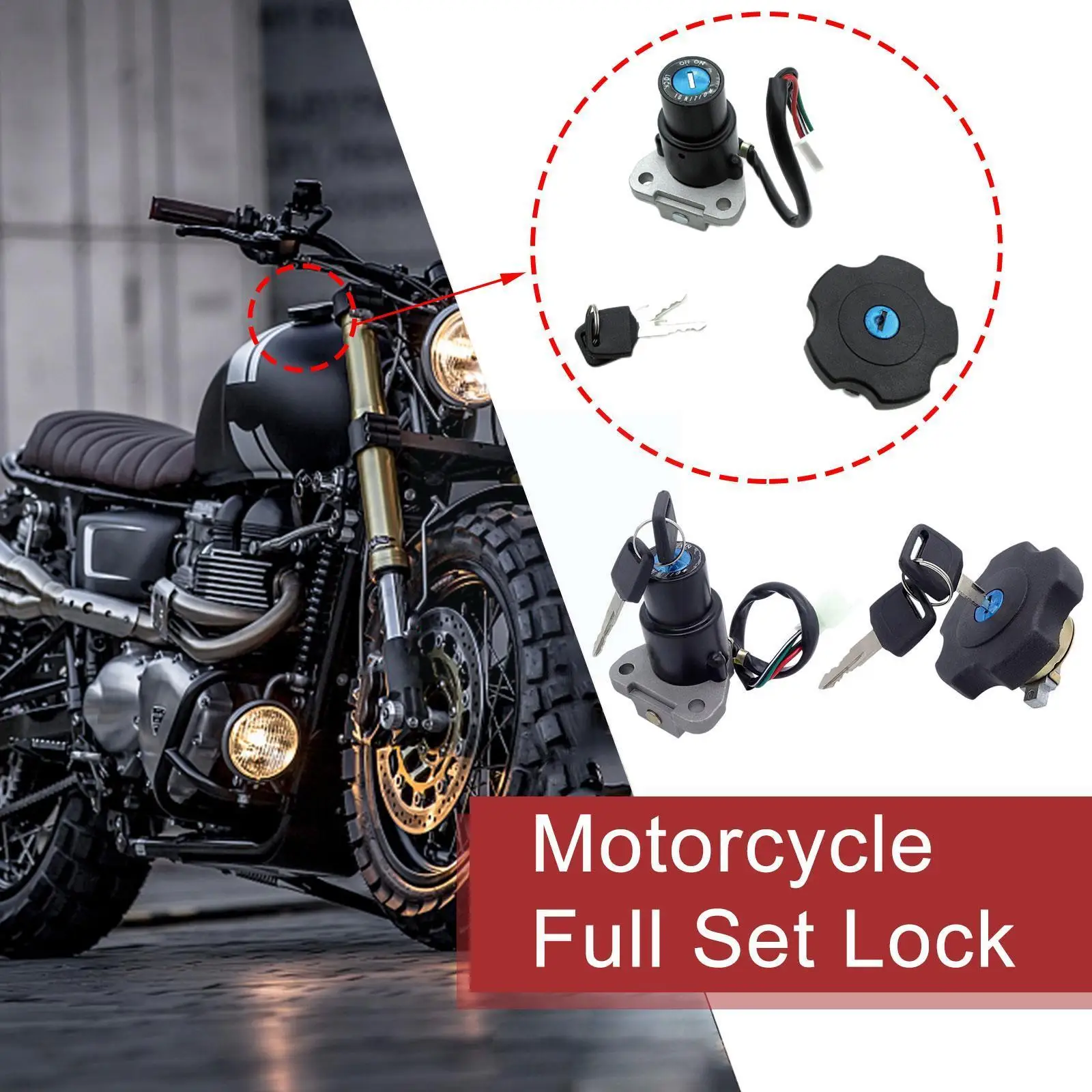 

Motorcycle Fuel Tank Cover Moto Lgnition Switch Seat Key Lock Kit for YAMAHA XT600 TW200 DT200 DT200R XT225 Serow 225 N5F9