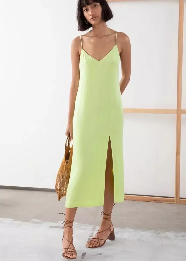 

New2022 Summer Women Solid White V Neck Sleeveless Fashion Dress Tank Dress