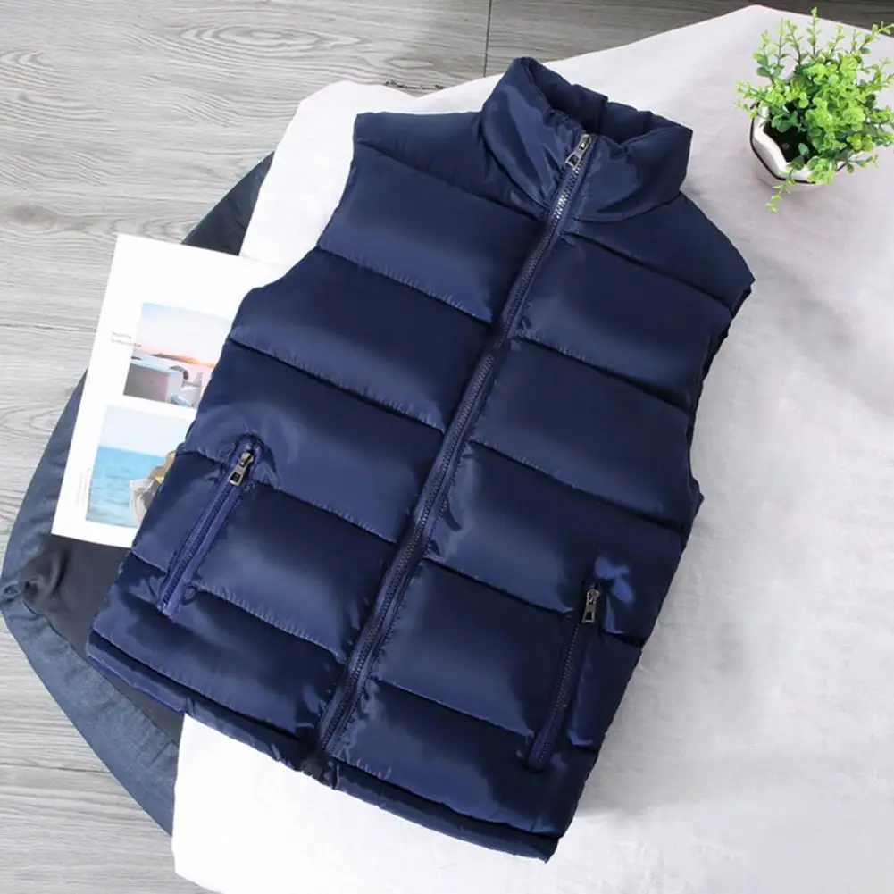 

Men Vest Stylish Washable Warm Vest Vest Solid Color Zipper Sleeveless Jacket