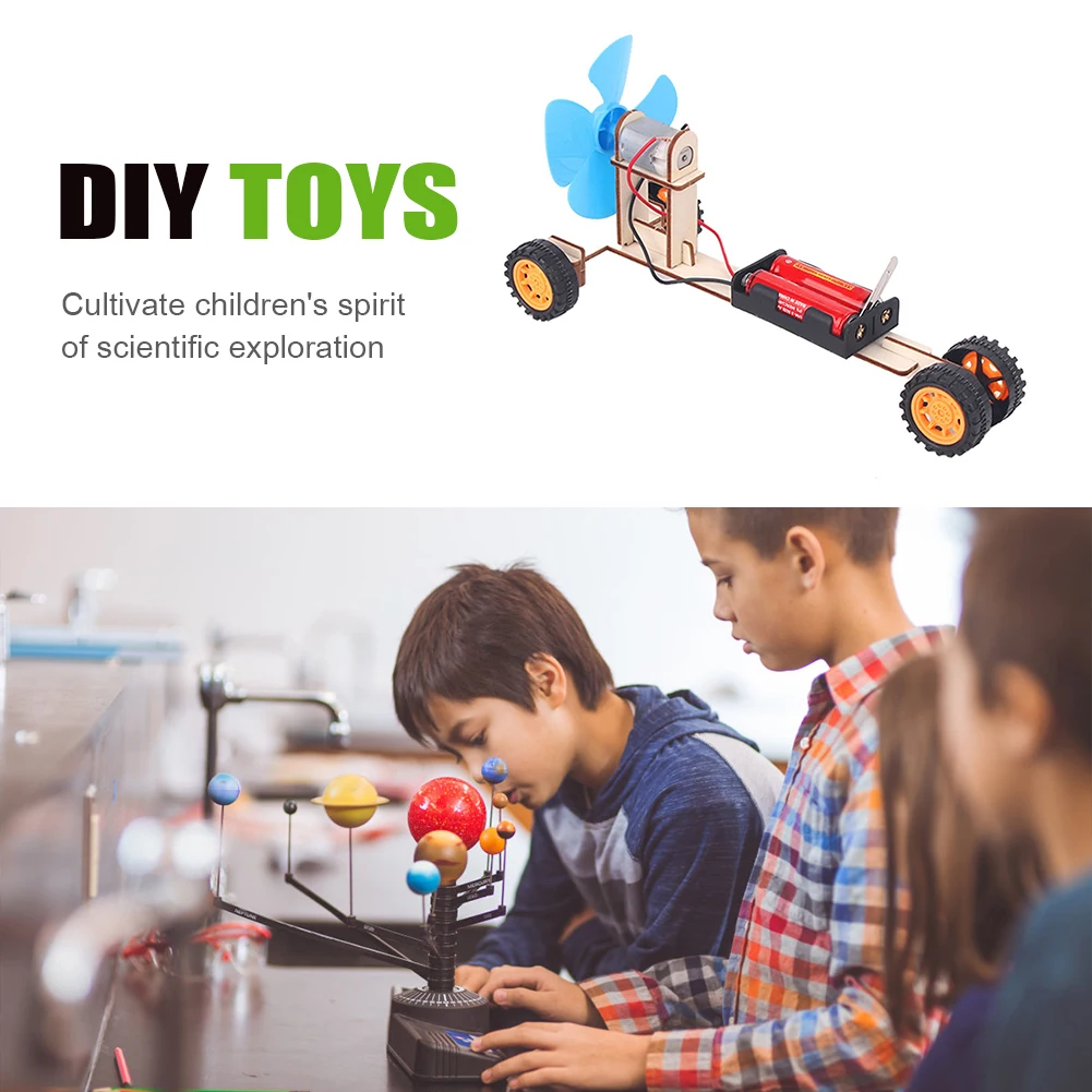 DIY электрическая ветряная мельница модель автомобиля Обучающие игрушки ручной
