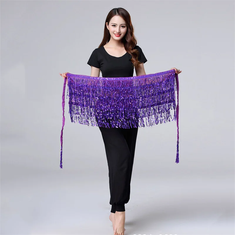 

Dance Hip Skirt Sequins Fringe Skirt Tassel Hip Scarf Rave Skirt for Women