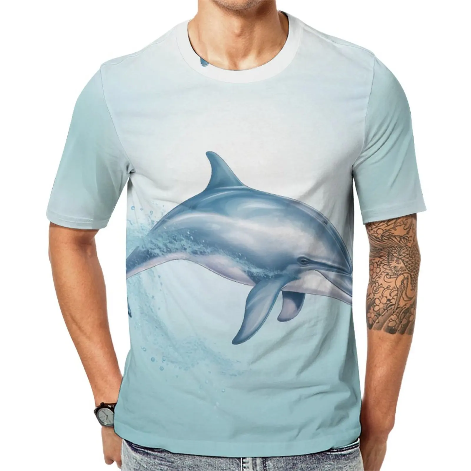

Dolphin T-Shirt Couple Vector Flat Animals Y2K T Shirts Original Popular Tees Short Sleeve Graphic Oversized Clothing