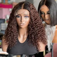 Auburn Brown Burmese Curly Human Hair 5x5 Lace Closure Wig for Black Women 180 Density Pre Plucked Hairline 360 Lace Frontal Wig