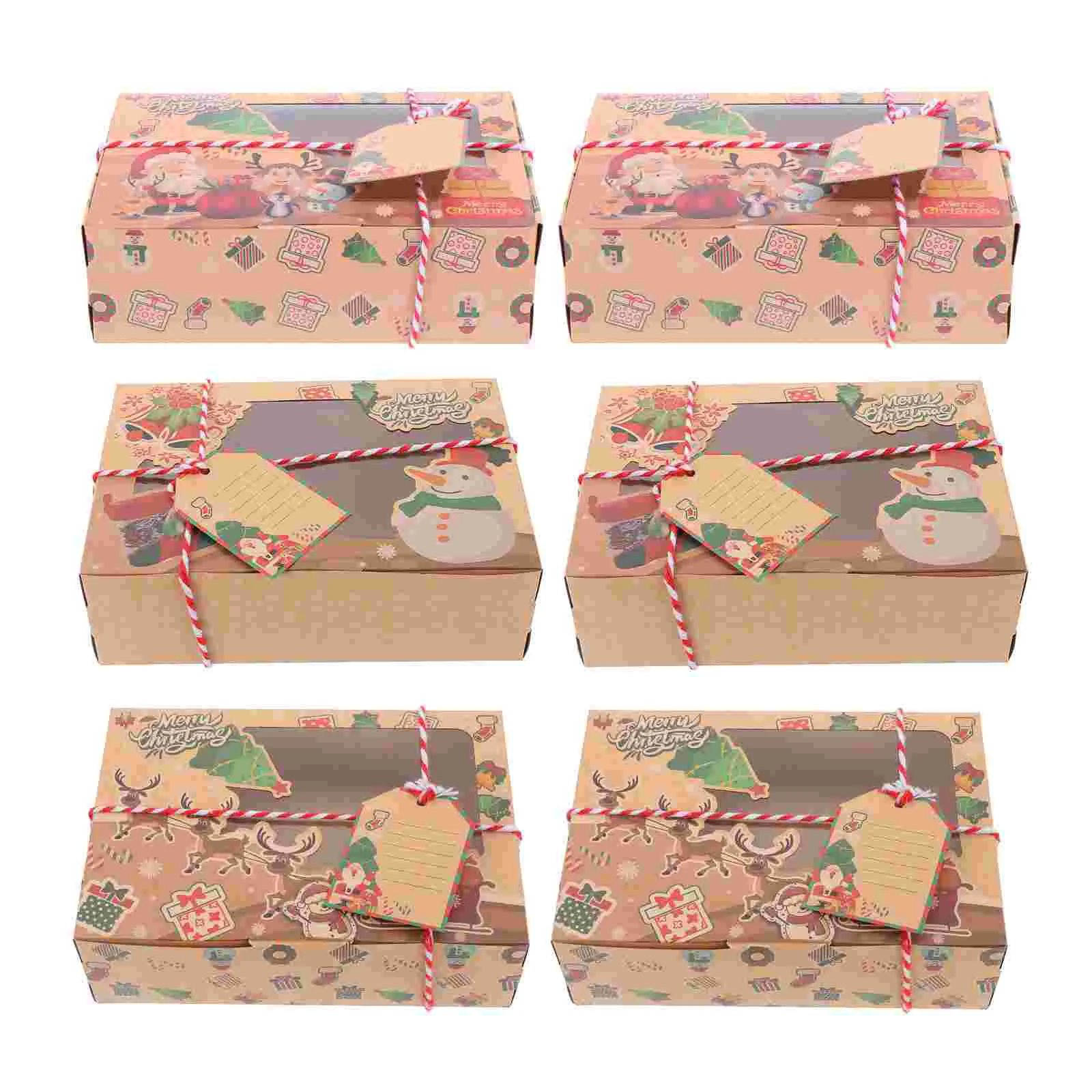 

Boxes Christmas Gift Box Case Packaging Window Holiday Favor Candy Wrapping Holder Cake Cupcake Decorative Kraft Eve Chocolate