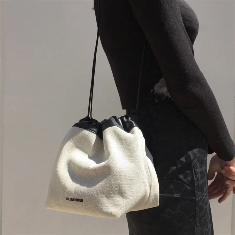 Jil sander Canvas bag Bucket bag Designer bags Fashion Luxury genuine leather Shoulder bags High-capacity Women's Handbag