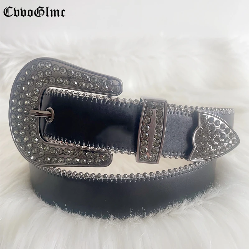 

Punk Rock Leather Strap Bling Belts Western Rhinestone Belts Studded Metal Diamond PU Leather Corset Belt Cinturones Para Mujer