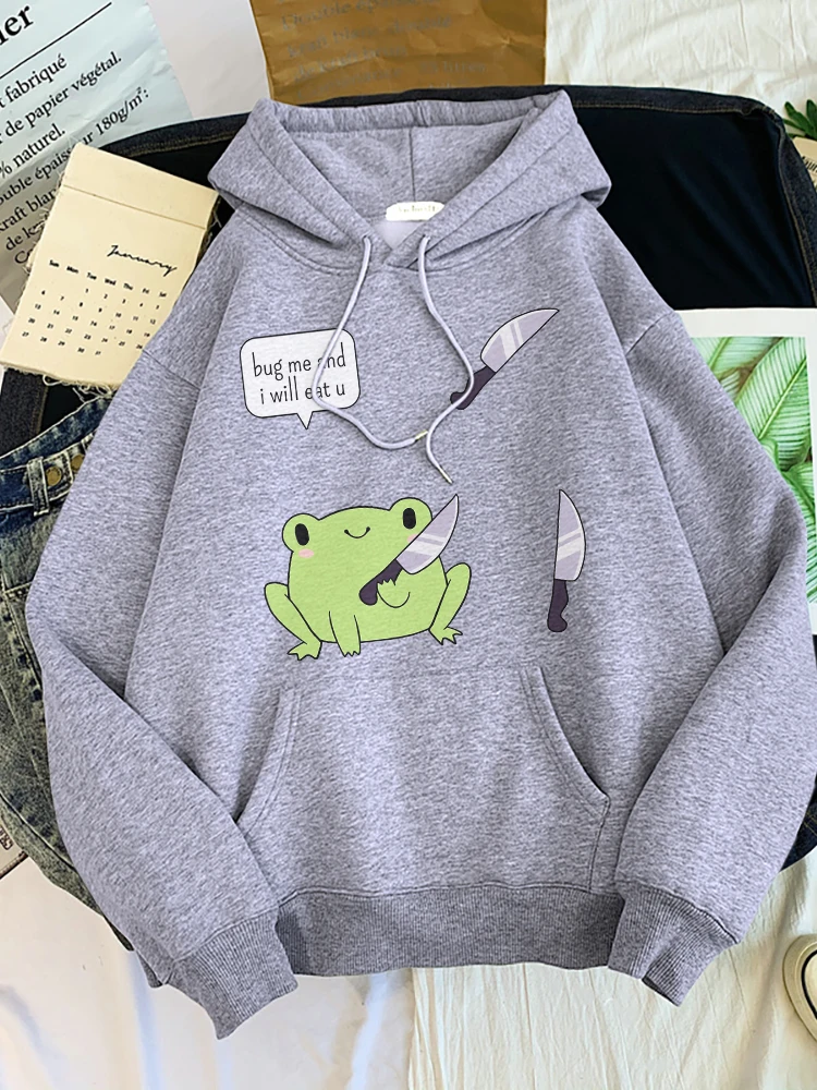 Толстовка с капюшоном женская очаровательная лягушкой принтом &quotя мной&quot