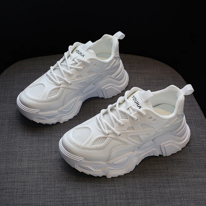 Кроссовки женские массивные сетчатые дышащие на толстой подошве