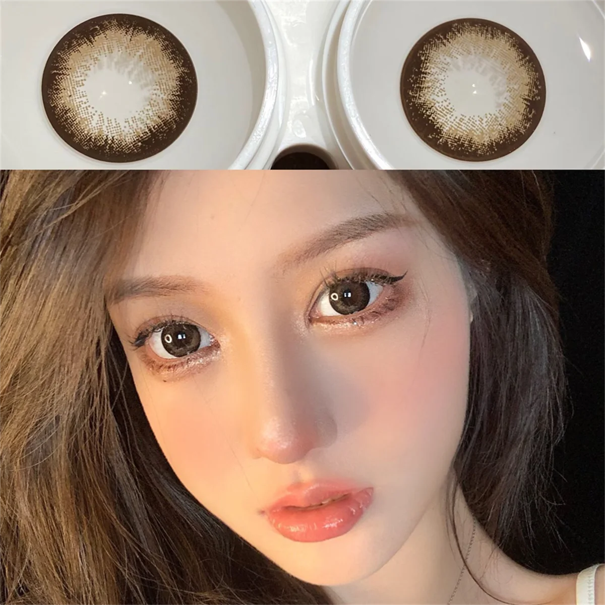 Коричневые цветные контактные линзы Коко для глаз натуральные ежегодные большая