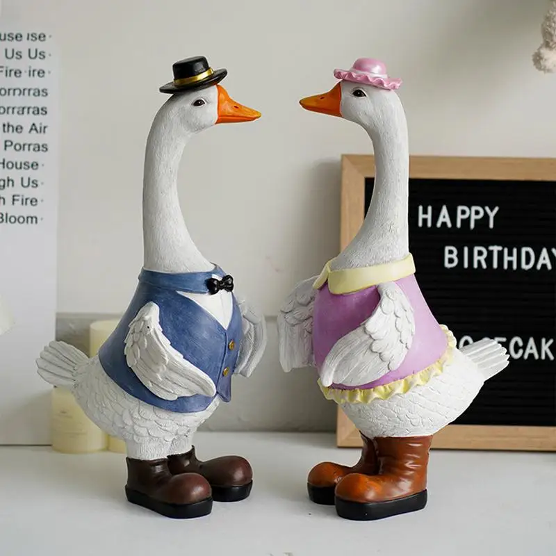 

Yard Animal Statues Cute Garden Geese Figurines Home Room Offices Table Desk Decor Bedroom Sculpture Housewarming Gifts For