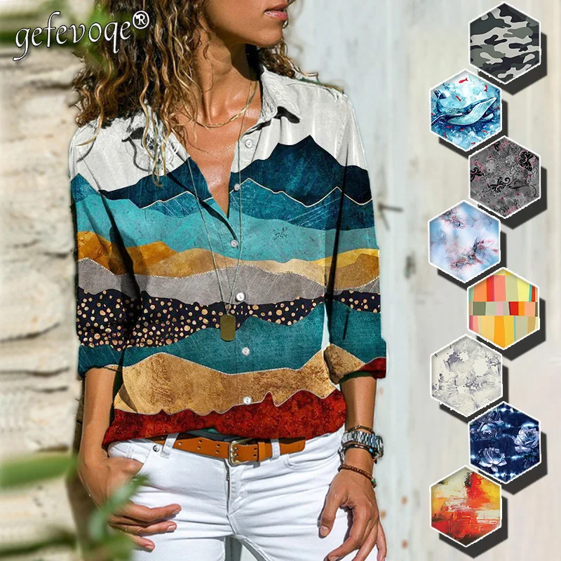 Женская Осенняя блузка с принтом в стиле Харадзюку модные повседневные рубашки