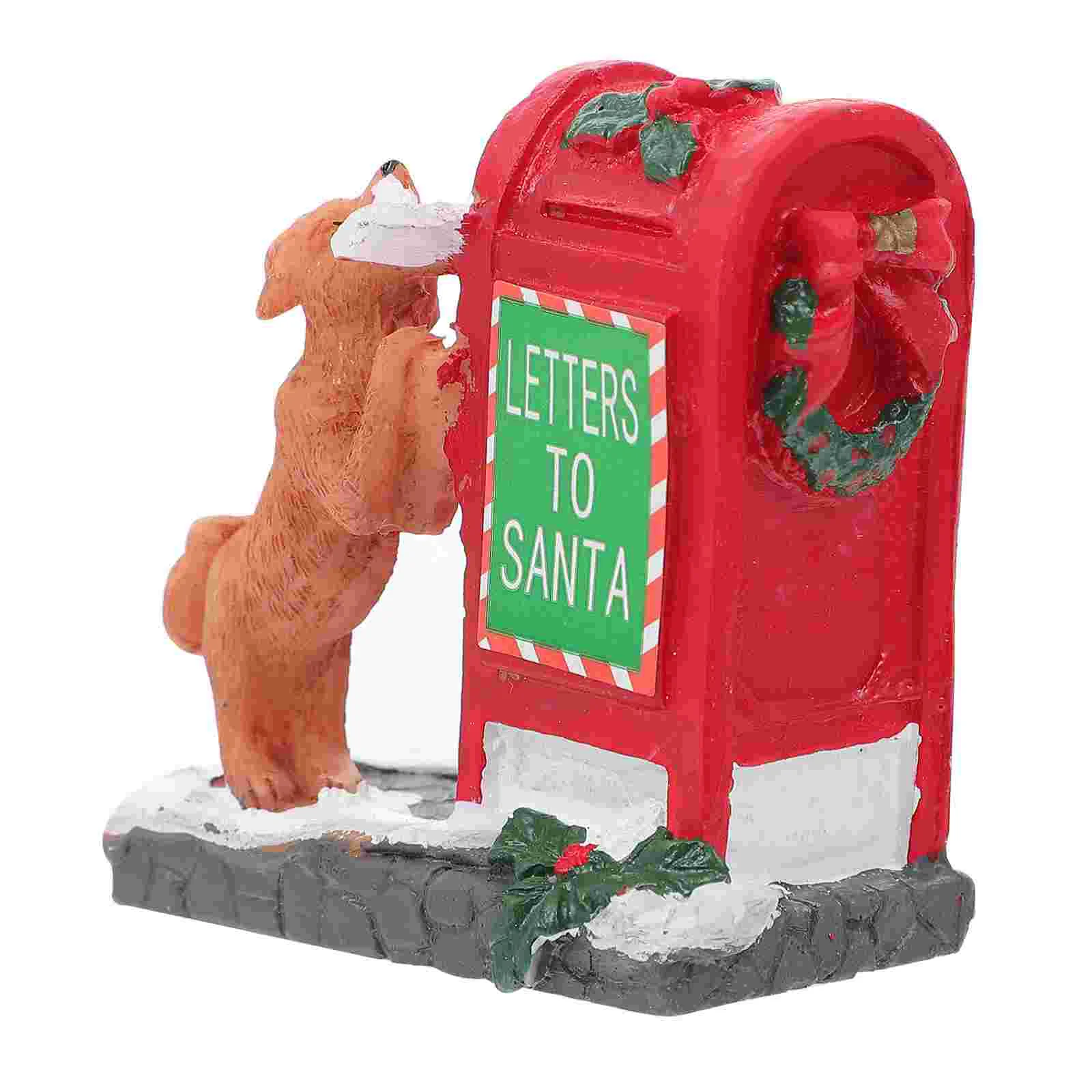 

Mailbox Christmas Santaletters Ornament Box Post Red Mail Metal Figurine Decor Garden Vintage Figurines Sculpture Table