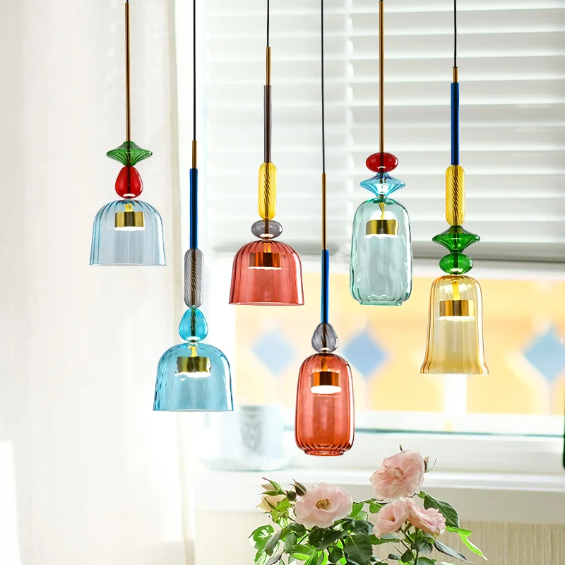 

Pendant Lamp Modern Colorful LED Living Diningroom Room Bedroom Decoration Glass Kitchen Restaurant Cafe Indoor Hanging Lamp