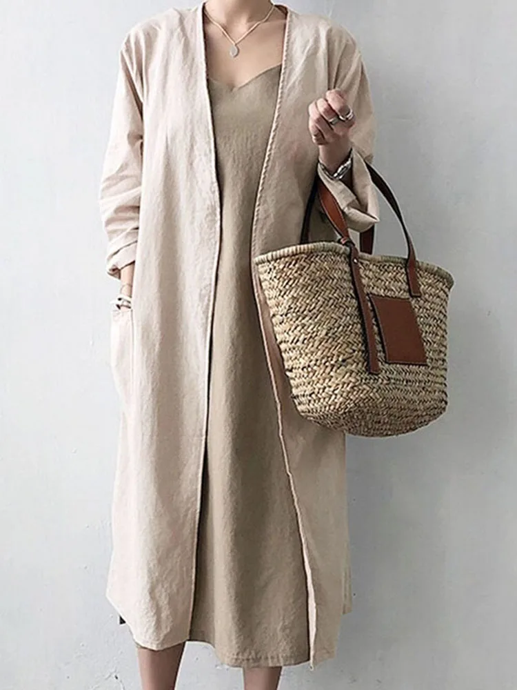 

ZANZEA Women Vintage Cardigan Coats Autumn Elegnat Long Long Sleeve Blouse Casual Open Stitch Shirt Beach Cover Up Outwear Kimon