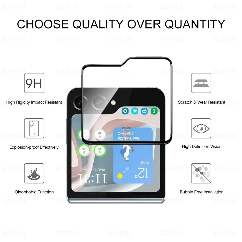 Защитное стекло закаленное с черными краями для Samsung Galaxy Z Flip6