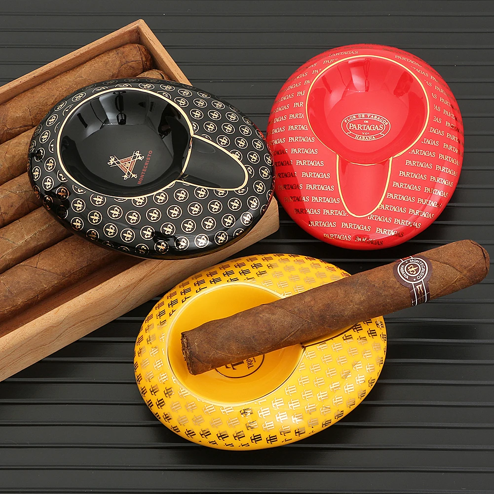

Luxury Ashtray Home Smoking Tobacco Ash Tray 1 Rest Slot New Home Portable Ceramic Cigar Ashtray Cohiba
