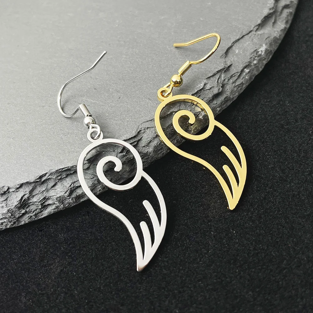 

Stainless steel wing Earrings for Women personalised Hollow Hanging Big Statement Drop Gold Earings 2022 New Girl Christmas Gift