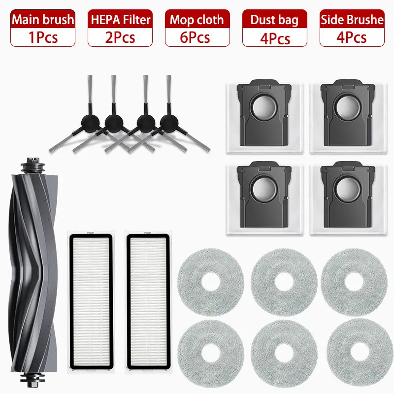 Dreame Bot L10s Plus RLL42SD Запасные части для робота-пылесоса Расходные материалы Основная боковая щетка Hepa-фильтр Швабра Тканевый мешок для пыли Аксессуары