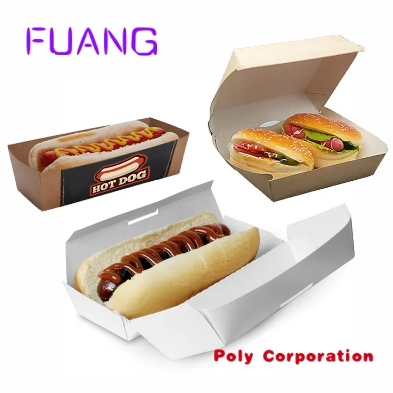 Custom design printed logo disposable mini cardboard corrugated  kraft lunch fries hot dog hamburger burger packaging paper box