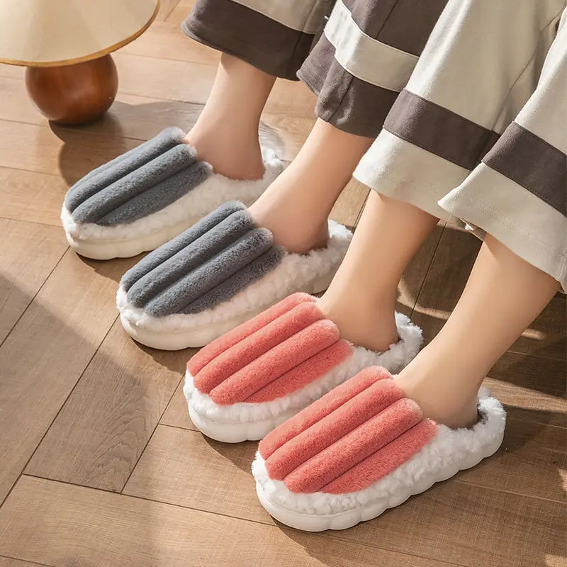 

Тапки женские зимние хлопковые, мягкие плюшевые домашние тапочки, теплые комнатные тапочки для пар, толстые пушистые Шлепанцы из хлопка для дома