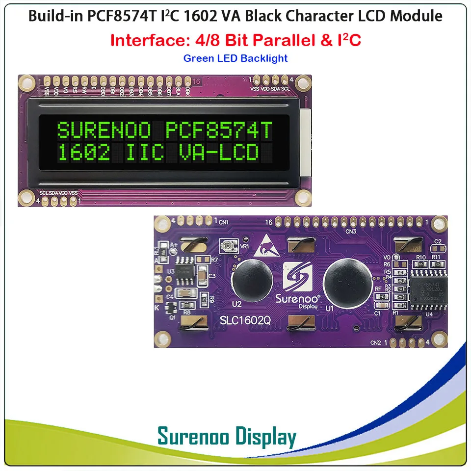 PCF8574T PCF8574 IIC I2C 162 16X2 1602 символьный ЖК-модуль панель экрана ва белая фиолетовая