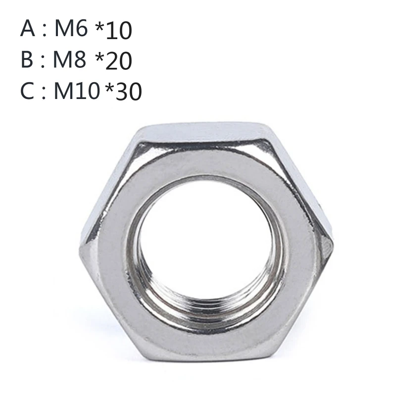

M6x10/M8x20/M10x30 Stainless Steel Hexagon Stainless Steel Nut Metal Hex Nuts