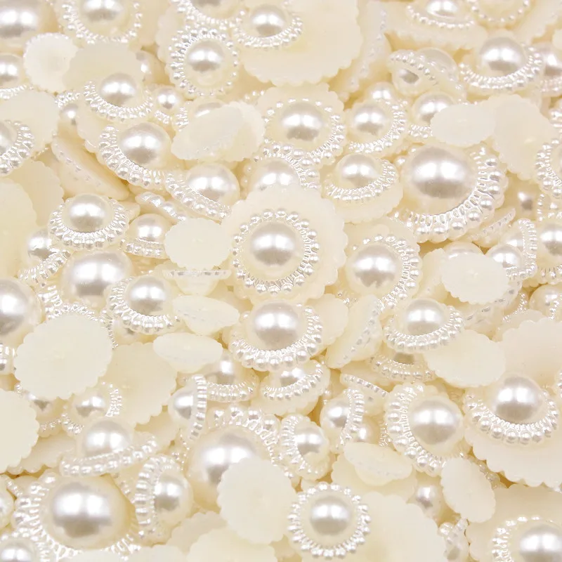 

50-200Pcs/Pack Lvory Beige 9/11/13/18mm Sizes Lmitation Pearl ABS Plastic Half Round Loose Bead For Nail Art DIY Craft Garment