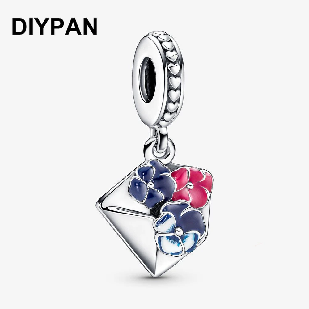 

Подвеска-конверт Pansy в виде цветка, подвеска-Шарм для браслета Pandora