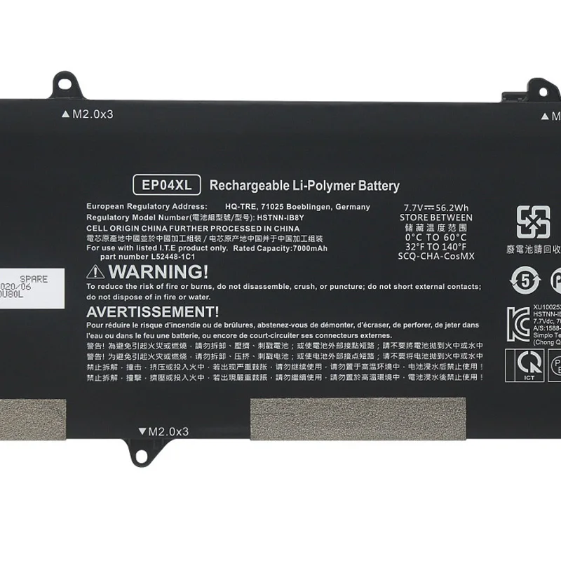 ZEDI Новый аккумулятор для ноутбука EP04XL HP Elite Dragonfly G1 G2 серии HSTNN-DB9J HSTNN-IB8Y L52448-1C1 7 В 56 2