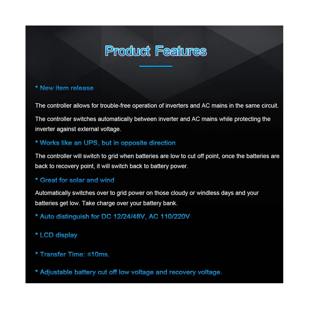 Автоматический двойной переключатель мощности ATS контроллер заряда солнечной