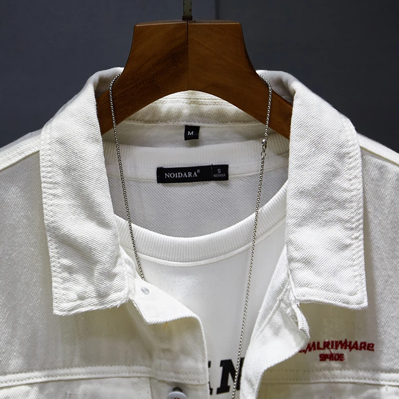 Джинсовая куртка мужская с надписью модная свободная Молодежная из денима