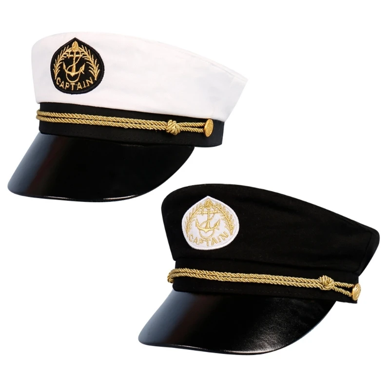 

Children Captain Hat for Role Play Kids Party Props Hat Marine Cap with Badge for Stage Performances Costume drop shipping