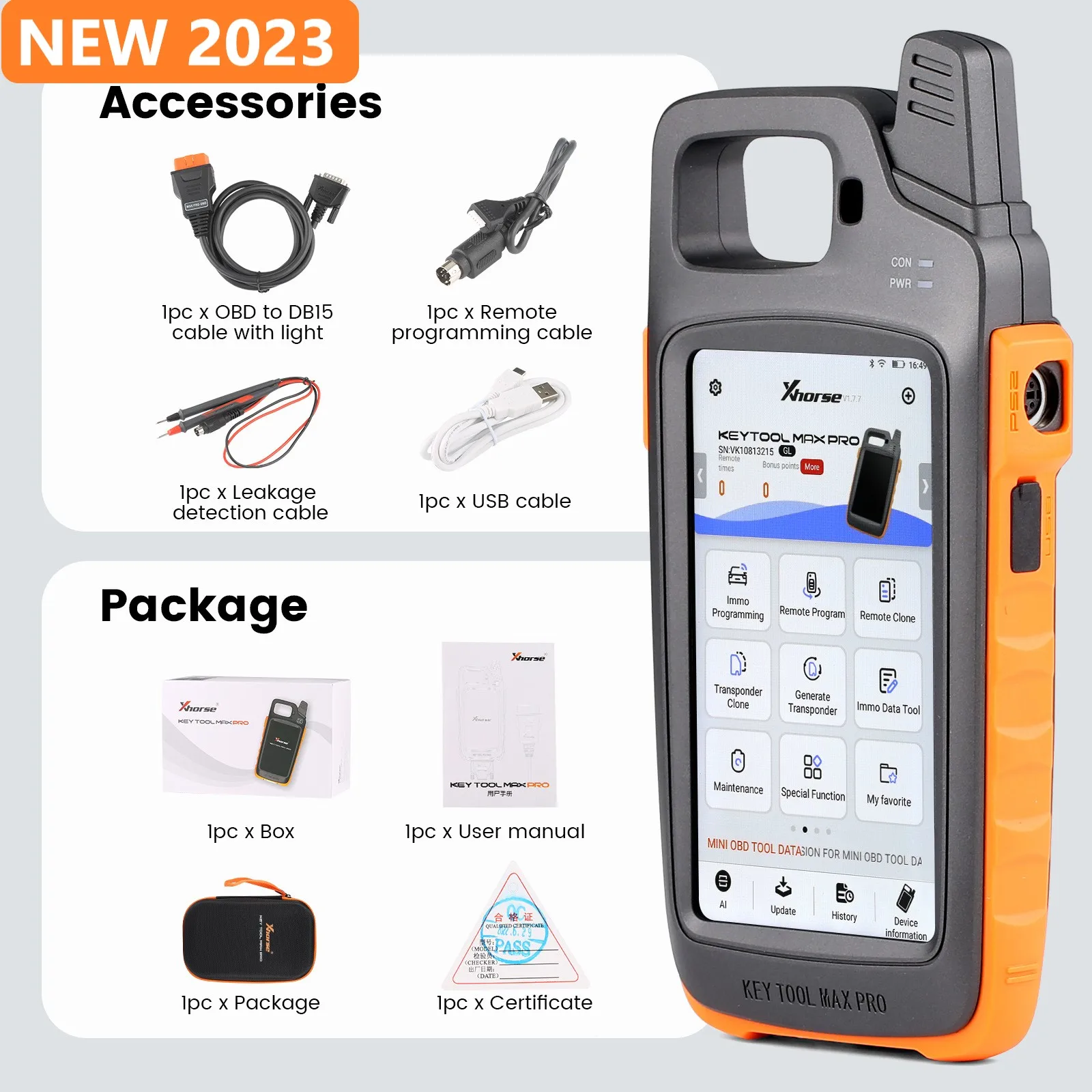 

Новинка 2023, Xhorse VVDI Key Tool Max PRO с функцией MINI OBD