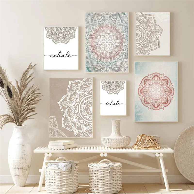 

Bohemian Exhale Mandala Mindfulness Zen Wall Art Canvas Painting Poster and Print Pictures Yoga Living Room Home Decor Cuadros