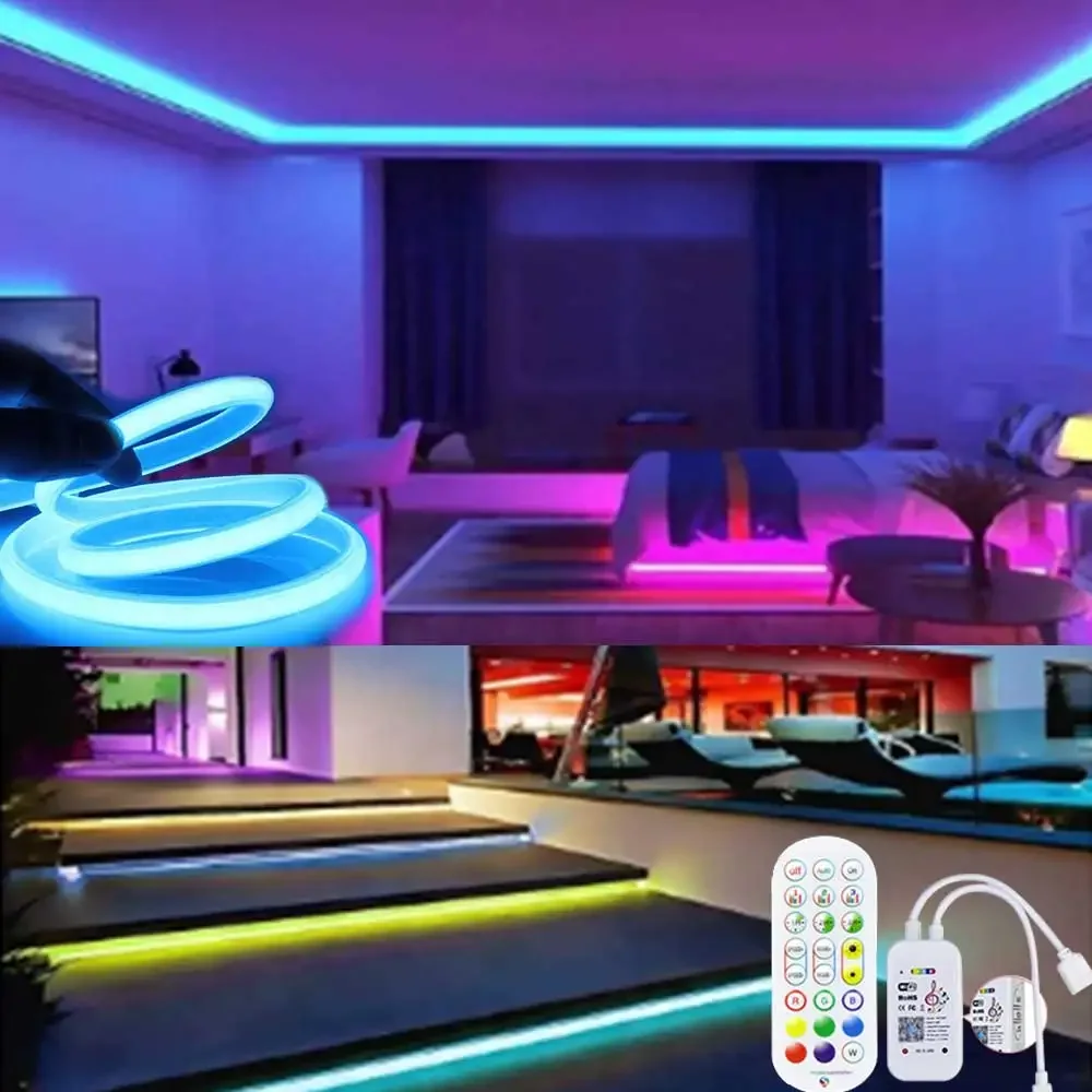Неоновая лента Tuya WiFi DC5V RGB светодиодная работает 1 м 2 3 4 5 Приложение/Smart Life для