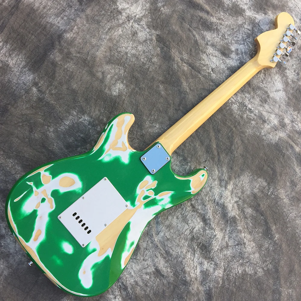 

Электрогитара Heavy Heritage ST на заказ, флейта для грифа, зеленая гитара ручной работы