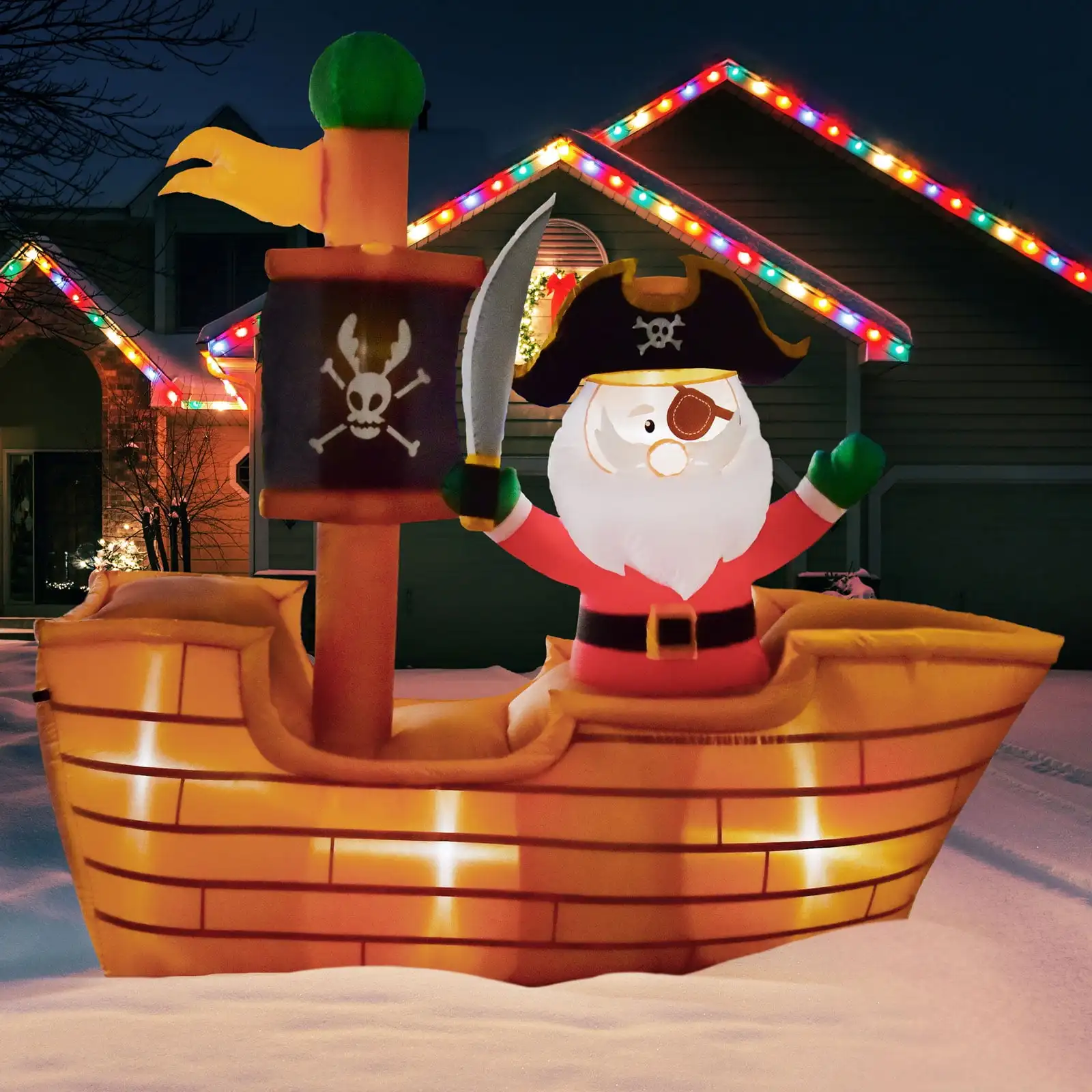 

Nifti Nest Pirate Santa Christmas Blow Ups Yard Inflatable, 6'