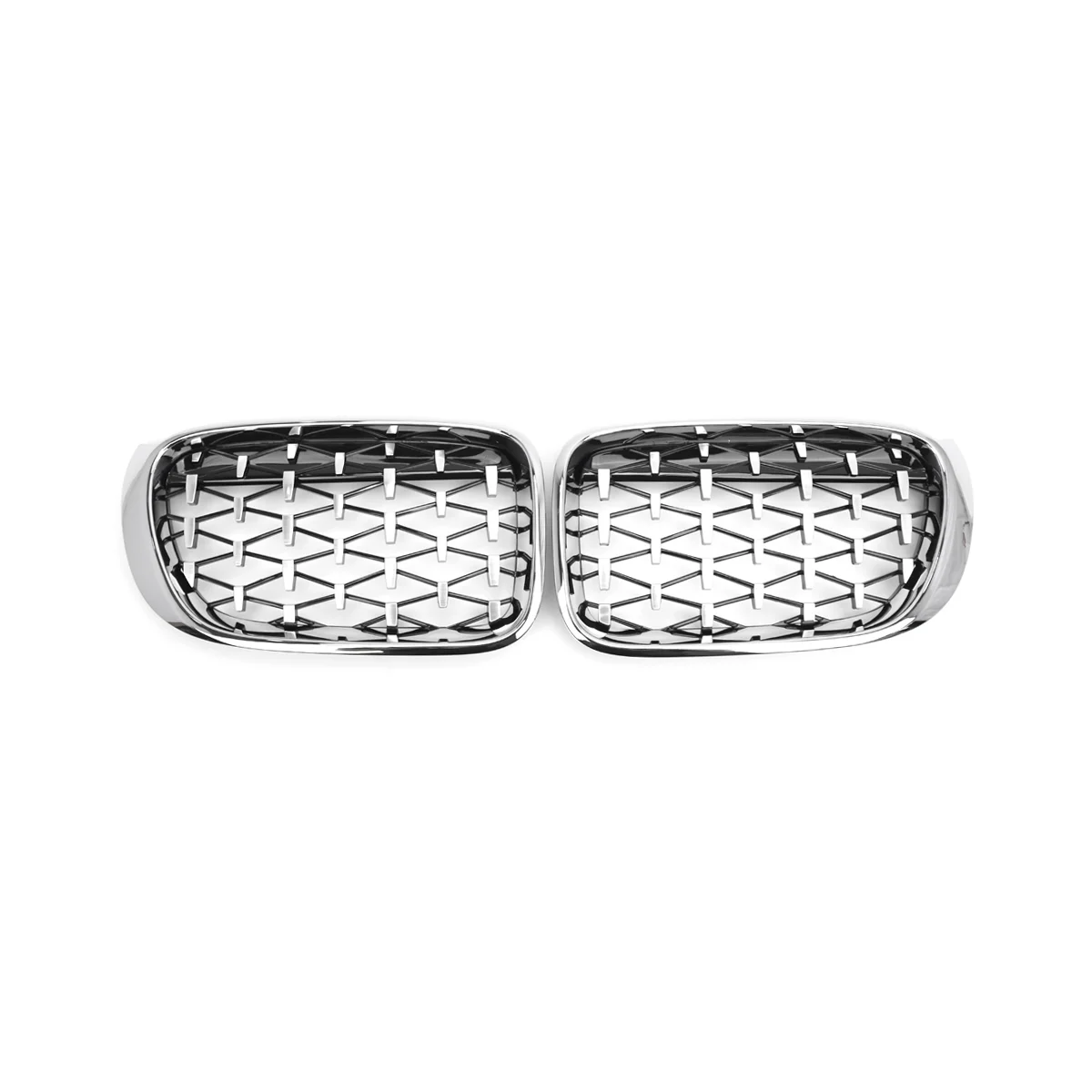 

2PCS Set Front Kidney Grilles Diamond Meteor Style Chrome Fits for BMW X3 X4 F25 F26 14-18