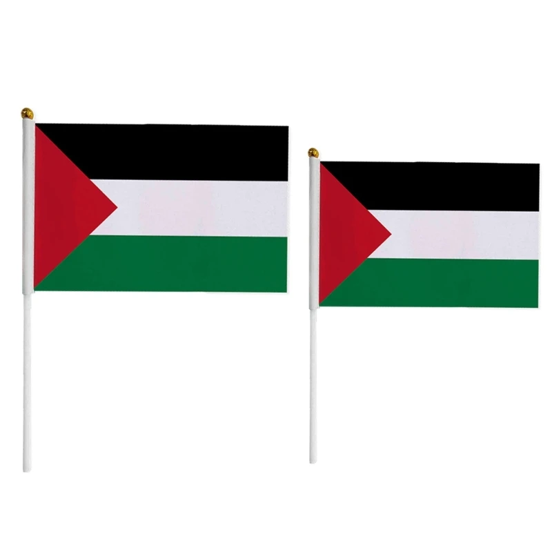 

10/50PCS Hand Held Mini Palestine Flags Small Palestinian Flags on Stick Round Top National Country Flags for Parades