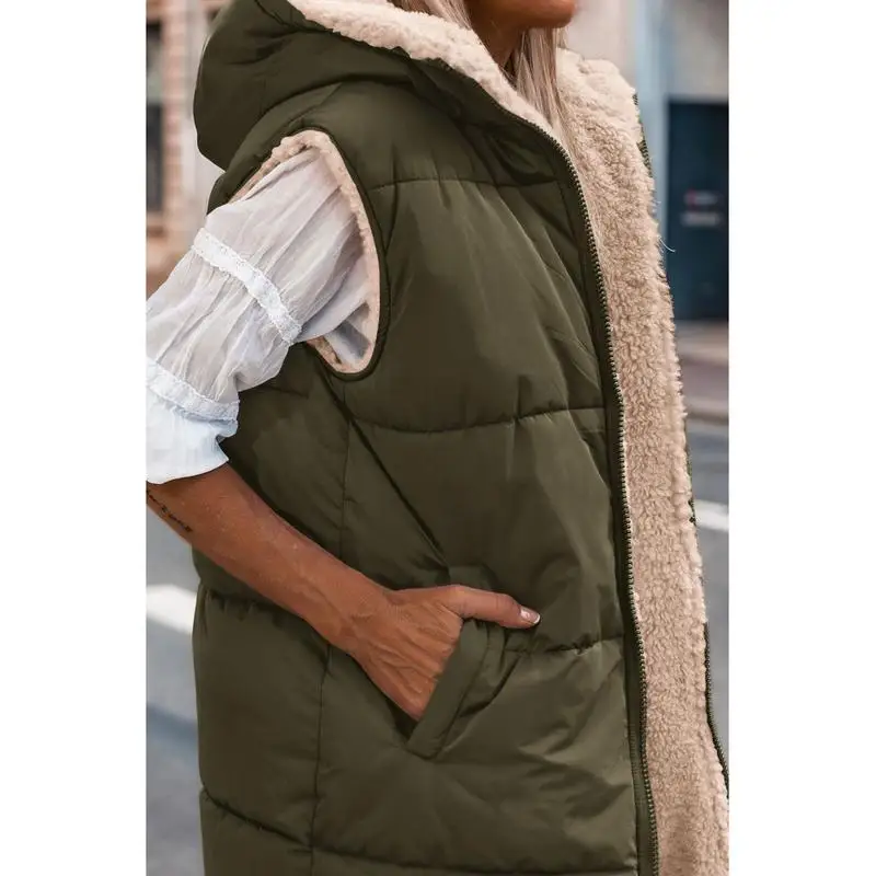 Женский двухсторонний жилет PrettyGarden флисовая куртка без рукавов на молнии